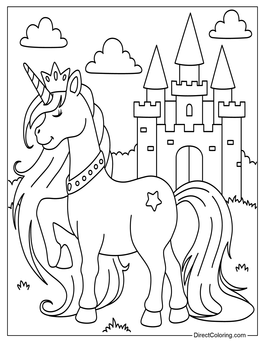 Unicorn Princess Coloring Page for Kids